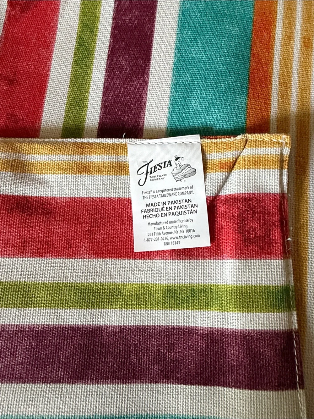 Fiesta Striped Multicolor Placemat - Teal, Red, Orange, Green, Purple set of 6